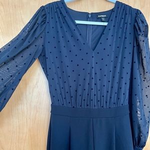 Express Polka Dot Navy Jumpsuit